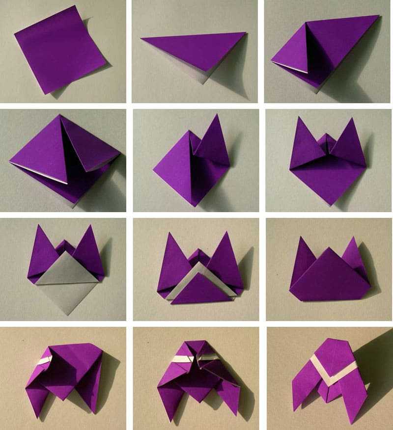 Схема создания бумажной фигурки собаки в технике оригами